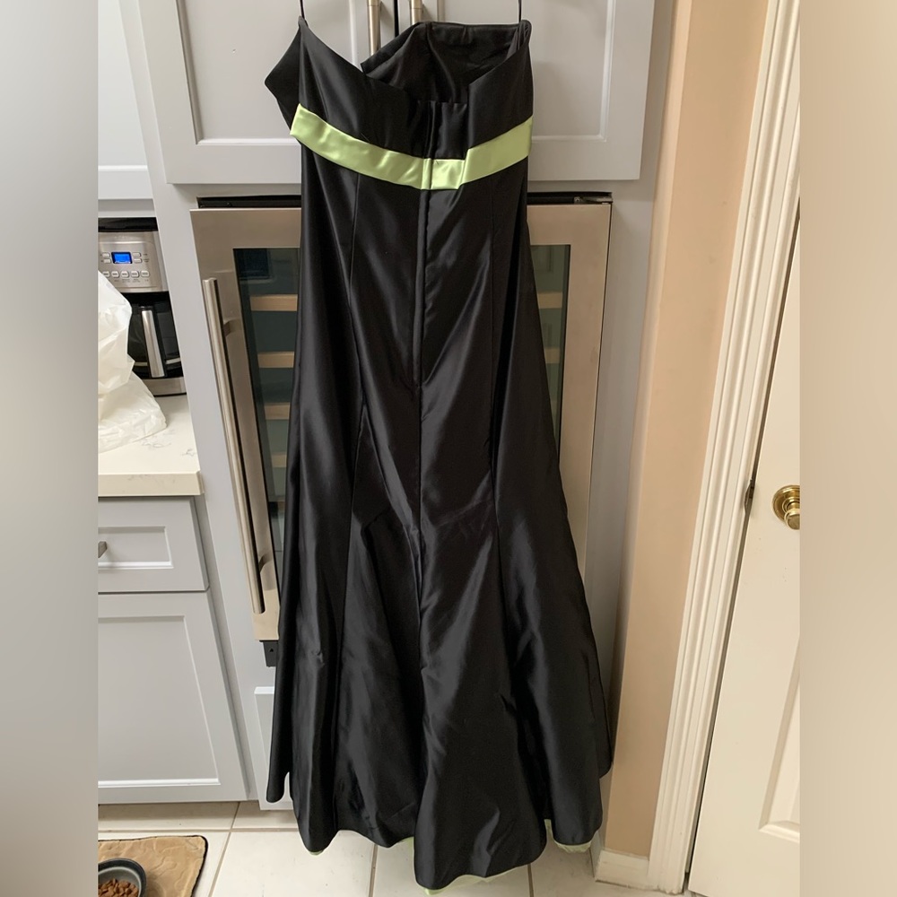 Jessica McClintock for Gunne Sax Black Lime Green Ball Gown Size 15 - Picture 3 of 4